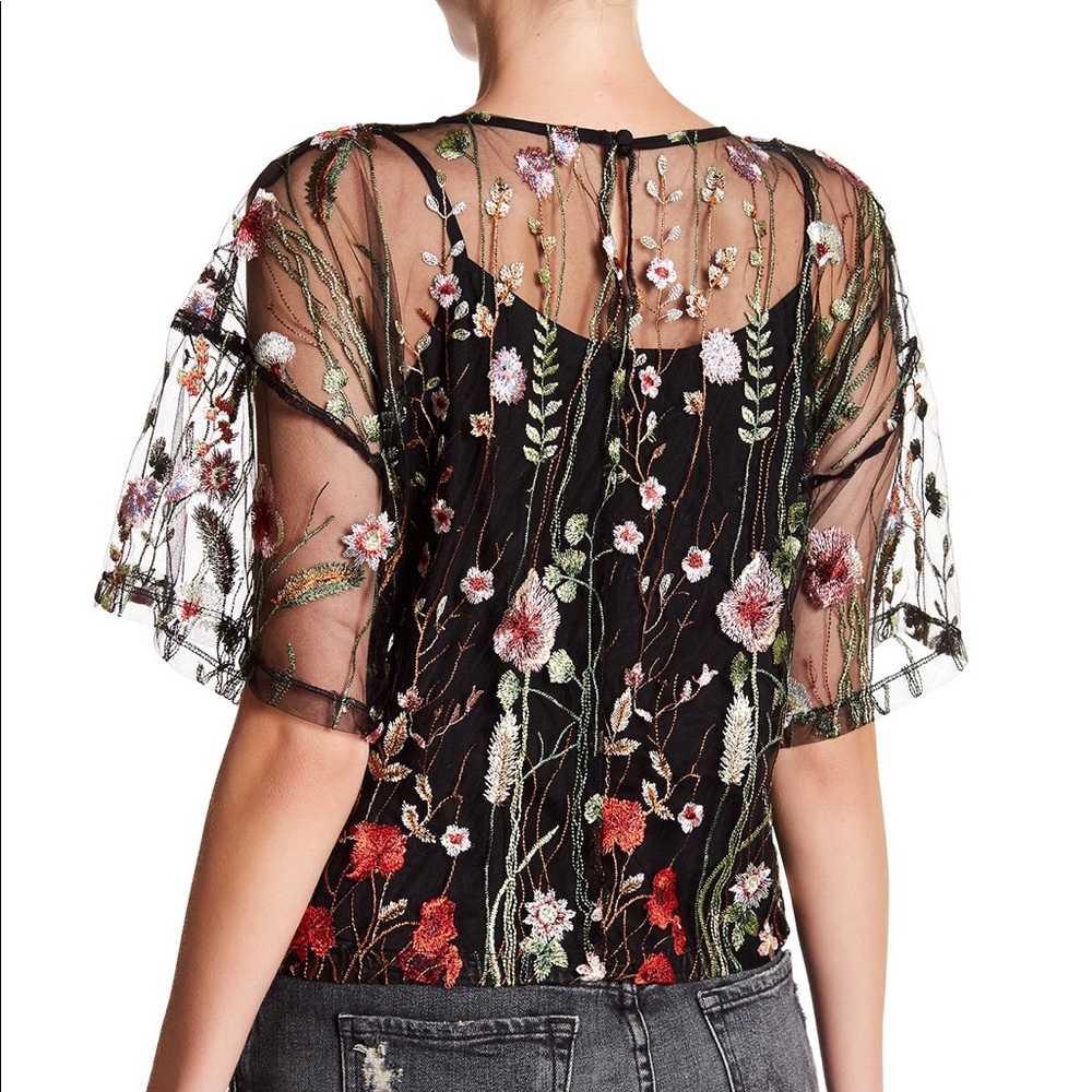 Romeo & Juliet Couture Sheer Embroidered Blouse - Picture 2 of 16